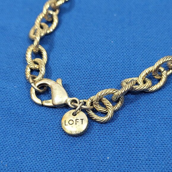 Loft Gold-Tone Twisted Rope Chain Necklace With Golden Rhinestones - Picture 4 of 5